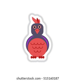 Vector illustration in paper sticker style parrot Cockatoo