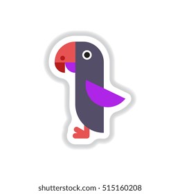 Vector illustration in paper sticker style parrot