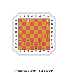 Vector illustration in paper sticker style The various chess position