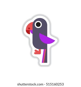 Vector illustration in paper sticker style baby parrot