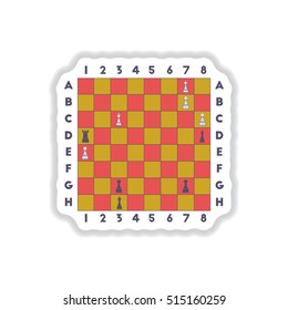 Vector illustration in paper sticker style The various chess position