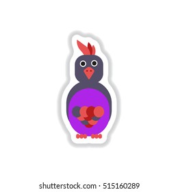 Vector illustration in paper sticker style parrot Cockatoo