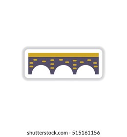 Vector illustration in paper sticker style Stone arch bridge