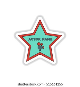 Vector illustration in paper sticker style Walk of fame star with actor name
