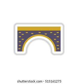 Vector illustration in paper sticker style Brick bridge