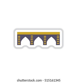 Vector illustration in paper sticker style Stone arch bridge