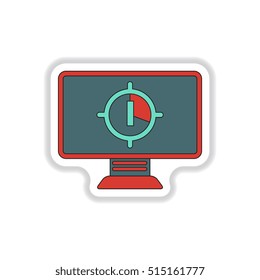 Vector illustration in paper sticker style Screen Countdown Number One