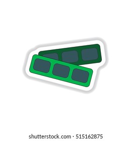Vector illustration in paper sticker style cinema blank ticket