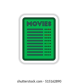 Vector illustration in paper sticker style moive list