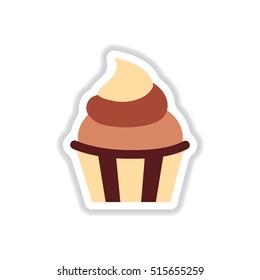 Vector illustration in paper sticker style Cupcake