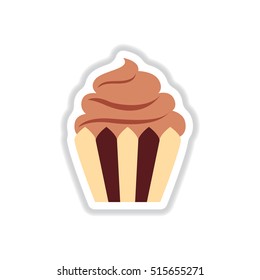 Vector illustration in paper sticker style Cupcake