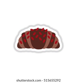 Vector illustration in paper sticker style Croissant