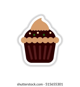 Vector illustration in paper sticker style Cupcake