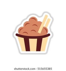 Vector illustration in paper sticker style cinnamon ?upcake