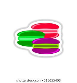 Vector illustration in paper sticker style macaroon cookies
