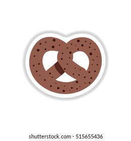 Vector illustration in paper sticker style Bagel