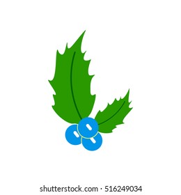 Vector illustration in paper sticker style christmas rowanberry