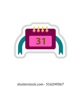 Vector illustration in paper sticker style christmas calendar 31st of december
