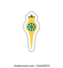 Vector illustration in paper sticker style Christmas decorations with snowflake
