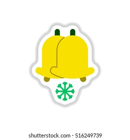 Vector illustration in paper sticker style Christmas decoration rings and snowflake