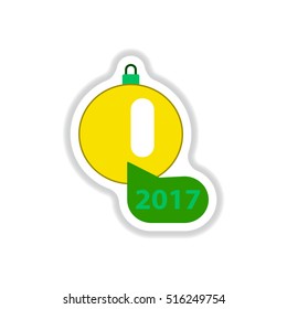 Vector illustration in paper sticker style Christmas ball and new 2017 year