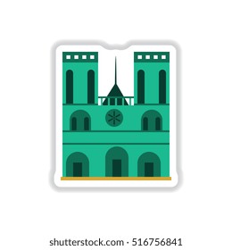 Vector illustration in paper sticker style Santiago Metropolitan Cathedral Chile