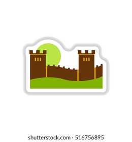 Vector illustration in paper sticker style Great wall of china