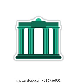Vector illustration in paper sticker style Architecture greek columns