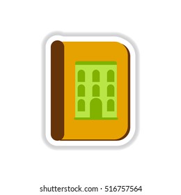 Vector illustration in paper sticker style book about ancient architecture