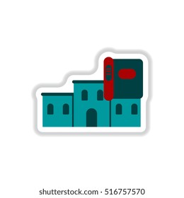 Vector illustration in paper sticker style History Book and building