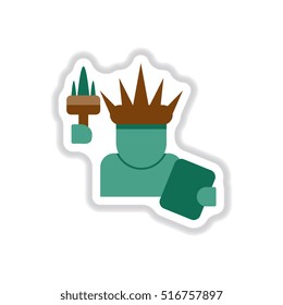 Vector illustration in paper sticker style Statue of Liberty