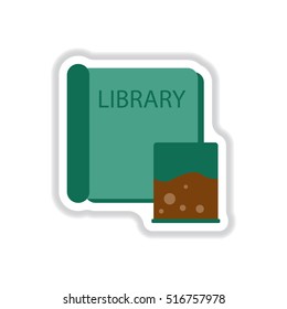 Vector illustration in paper sticker style ancient library Book