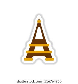 Vector illustration in paper sticker style Eiffel tower