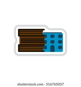 Vector illustration in paper sticker style Book and library building