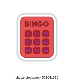 Vector illustration in paper sticker style Bingo lotto board game
