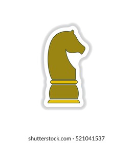 Vector illustration in paper sticker style Chess knight