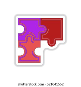 Vector illustration in paper sticker style Puzzles