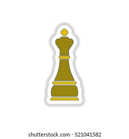 Vector illustration in paper sticker style Chess king