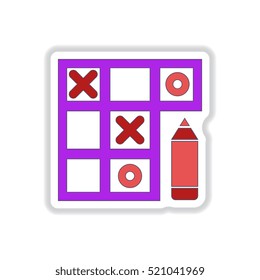 Vector illustration in paper sticker style tic tac toe