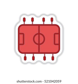 Vector illustration in paper sticker style Top View of Table Football