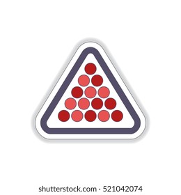 Vector illustration in paper sticker style Set of billiard balls in triangle