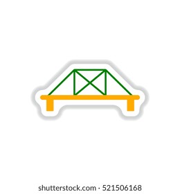 Vector illustration in paper sticker style metal bridge