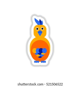 Vector illustration in paper sticker style parrot Cockatoo