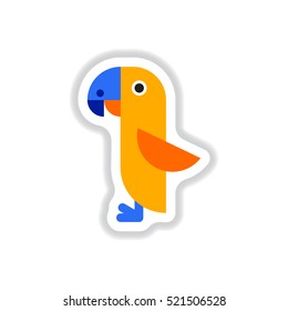 Vector illustration in paper sticker style parrot