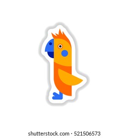 Vector illustration in paper sticker style parrot Cockatoo