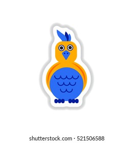 Vector illustration in paper sticker style parrot Cockatoo