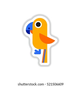 Vector illustration in paper sticker style baby parrot