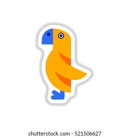 Vector illustration in paper sticker style parrot