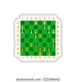 Vector illustration in paper sticker style The various chess position