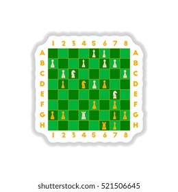 Vector illustration in paper sticker style The various chess position